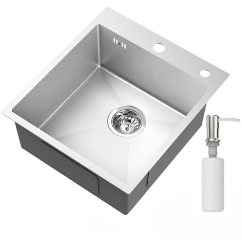 Lavello Cucina 1 Vasca 70x44 Cm In Acciaio Inox - Lavandino Da Appoggio, Incasso O Filotop Con Scarico - Foto 11