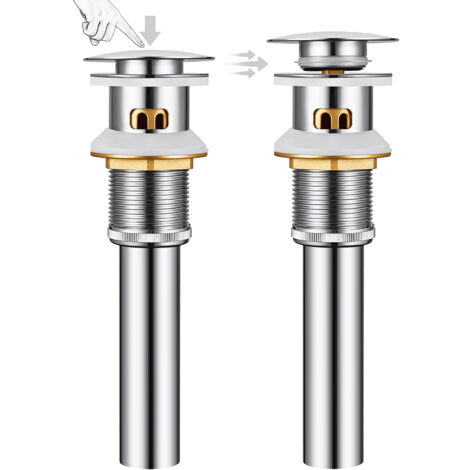 Keymark - Tubo Di Scarico Con Troppopieno, Colore Oro Spazzolato, Universale, Valvola Di Scarico Per Lavabo E Lavabo, In Ottone Pop Up