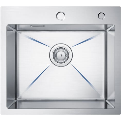 Cecipa Lavello una vasca 50 x 45 x 18.5 cm Lavello da Cucina Senza Distributore di Sapone Lavelli 1 vasca in Acciaio Inox Lavello Incasso
