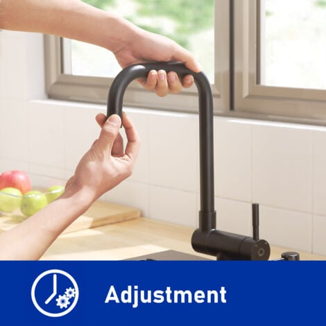 CECIPA Rubinetto da Cucina Pieghevole fino 180° - con 2 Modalità di Getto - Miscelatore per Lavandino Abbattibile come Sottofinestra - Girevole a 360°