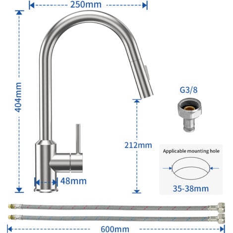 Cecipa Miscelatore Cucina Estraibile Forma U Rubinetto Cucina In Acciaio Inox Spazzolato Con Doccetta Estraibile Miscelatore Lavello 2 Modalità Uscita Acqua
