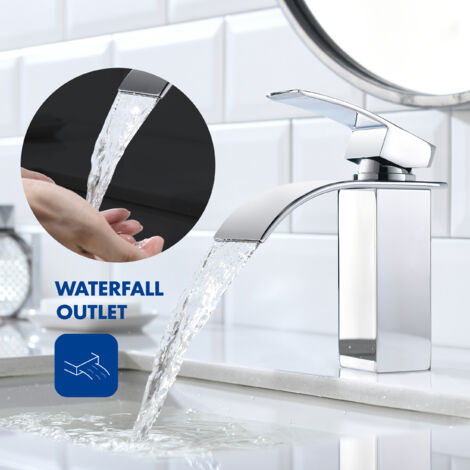 CECIPA Rubinetto Bagno Cascata Miscelatore Lavabo Bagno Rubinetto Lavabo Rubinetto, Acqua Calda e Fredda e Valvola in Ceramica