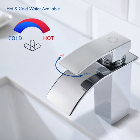 2 x CECIPA Cromata Rubinetto Bagno Cascata, Miscelatore Lavabo Bagno, Rubinetto Lavabo, Valvola in Ceramica, Acqua Calda e Fredda, Altezza 152mm