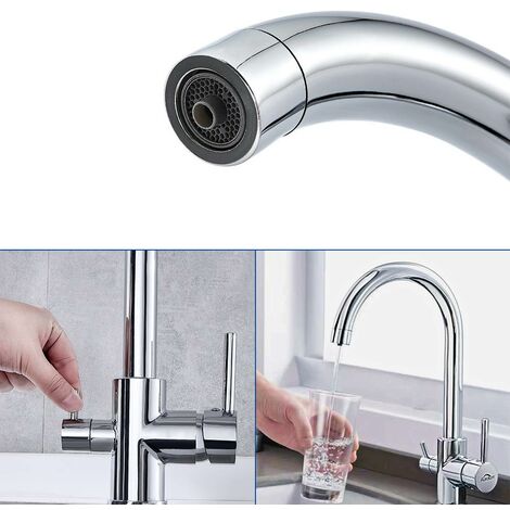 CREA Rubinetto 3 Vie Per Cucina Nero Opaco - Miscelatore Con Osmosi Integrata E Doppio Beccuccio Girevole 360° - Foto 3