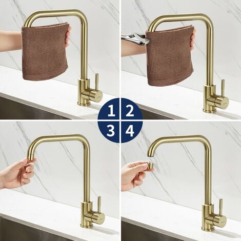 Auralum Rubinetto Lavabo con L'aeratore Forma ad arco grande Rubinetto in  ottone Miscelatore Monocomando per Bagno dell'acqua calda e fredda Cromato