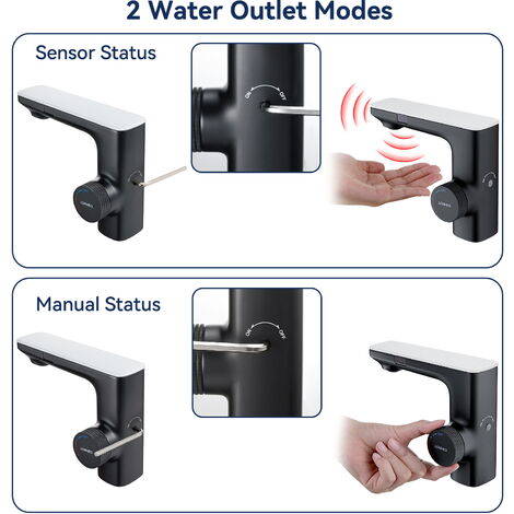 Lonheo Rubinetto Automatico con doppio Sensore ad Infrarossi,Miscelatore Rubinetto lavabo con doppio sensore a infrarossi per Bagno,Stoccaggio dell'acqua 3 min