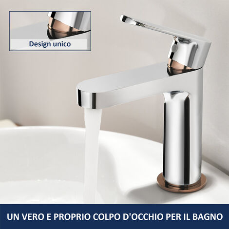 Auralum Rubinetto Lavabo con Doccetta Estraibile 60cm, Miscelatore  Monocomando per Bagno in Ottone, Rubinetto Lavabo dell