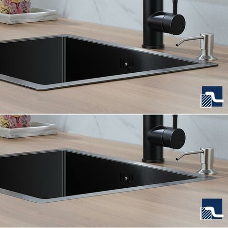 Auralum 55 x 45 x 18.5 cm Lavello Cucina 1 Vasca in Acciaio Inox Nero/grigio scuro Lavello Incasso Vasca Singola con 2 fori di montaggio per rubinetto e distributore di sapone