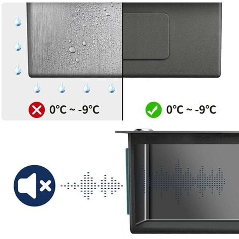 Auralum 55 x 45 x 18.5 cm Lavello Cucina 1 Vasca in Acciaio Inox Nero/grigio scuro Lavello Incasso Vasca Singola con 2 fori di montaggio per rubinetto e distributore di sapone
