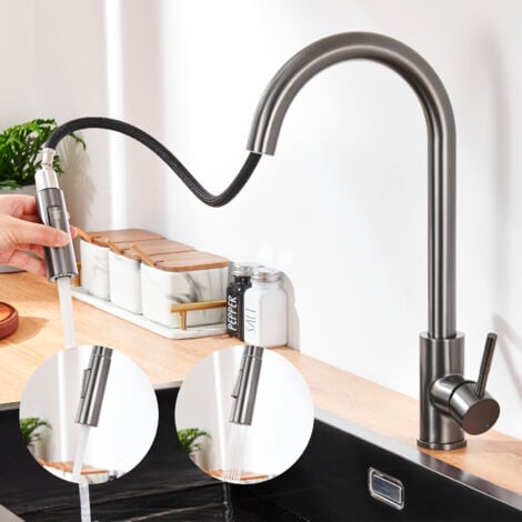360 ° RUBINETTO cucina rubinetto rubinetto cucina estraibile soffione in acciaio inox lavello rubinetto 