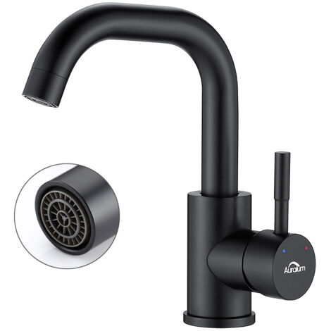 Auralum Rubinetto Lavabo Con L Aeratore Nero Miscelatore Monocomando