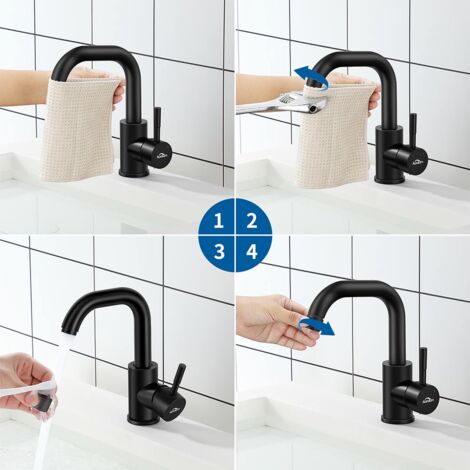 Rubinetto Lavabo Bagno DETBOM Monocomando - Cromo Brillante Con Aeratore Rimovibile - Flessibili 50cm 3/8"