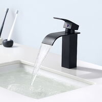 Nero Rubinetto bagno a Cascata,Miscelatore a Cascata Rubinetto Lavabo Bagno  Miscelatore Monocomando da Lavandino Bagno