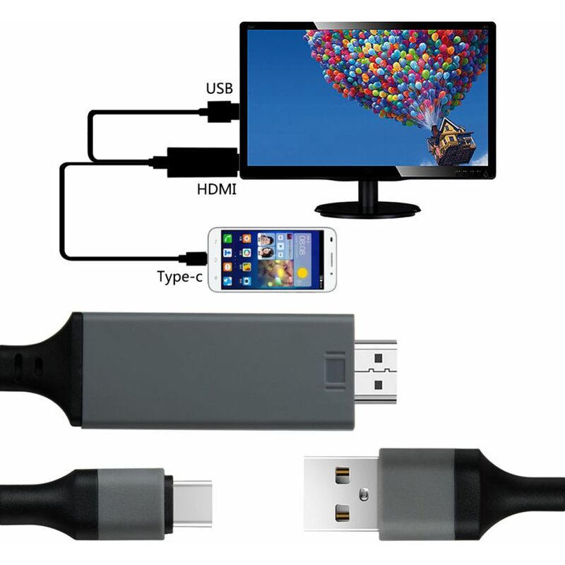 Cable HDMI/USB 3.1 conector HDMI a USB 3.1 tipo C 4K2K negro 1,8m