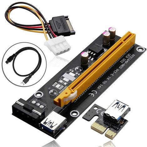 PCI-E Express 1x to 16x Extensor Elevador Tarjeta Adaptador USB 3.0 , Mineria Bitcoin , Etherum (1/2)