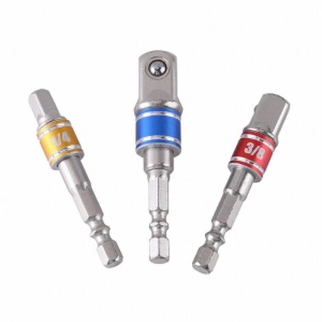 3Pzs Adaptador socket 1/4&quot 3/8&quot 1/2&quot Barra de Extensión tornillo hexagonal