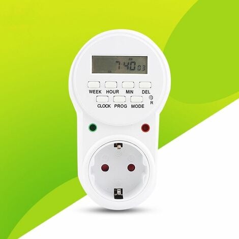 Enchufe programable digital, programador de enchufe eléctrico semanal con  20 programas, temporizador de enchufe de 24 horas con pantalla LCD ahorro  de energía para el hogar