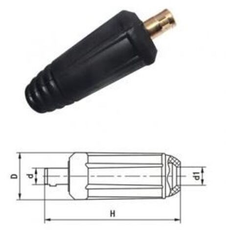 Conector Aereo Macho 10-25 para Cable Soldar Manguera Soldadura 160-200A