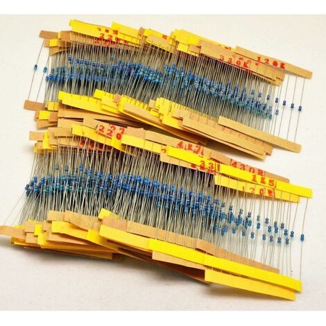 Pack 1220 Resistencias 1/4W -1% - 10 unidades de 122 valores diferentes de 0,1 Ohm a 4,7m Ohm (1/2)