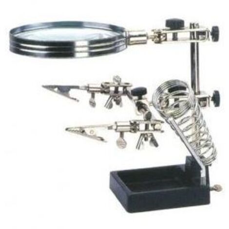 Soporte con lupa especial manos libres para electronica y Hobby + soporte soldador + soporte soldado