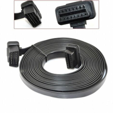 5M Flat Male to Female OBD 2 OBD-II Car Diagnostic Extension Cable 16 Pin (1/5)