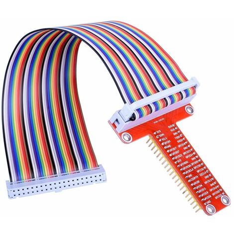 Tarjeta de expansión de ruptura RPi GPIO + Cable de cinta + Adaptador GPIO tipo T montado 20cm FC40 Cable de cinta plana de 40 pines para Raspberry Pi 4 3 2 Modelo B y B + (1/5)