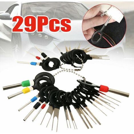 Set 29 pcs Llave de Extracción de Terminal del Coche de Acero Inoxidable Herramienta Retractor Conector Vehículo (1/5)