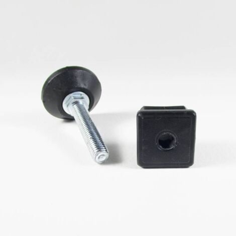 Ajile - Kit de Réglage / Mise à Niveau pour tube carré 35x35 mm avec Pied Vérin Fileté en Acier Zingué M10x50 mm Embase diamètre 40 mm