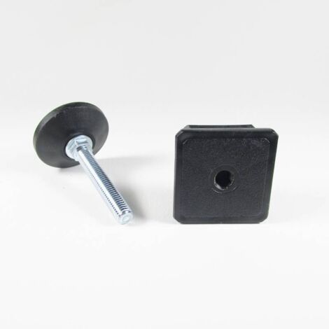 Ajile - Kit de Réglage / Mise à Niveau pour tube carré 60x60 mm avec Pied Vérin Fileté en Acier Zingué M10x60 mm Embase diamètre 50 mm