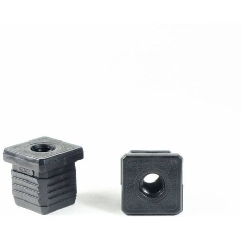 Ajile - Embout plastique carré pour tube 25 x 25 mm avec trou fileté diam. 10 mm (M10)