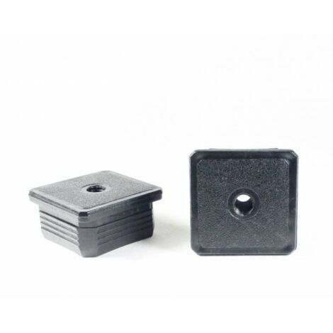 Ajile - Embout plastique carré pour tube 50 x 50 mm avec trou fileté diam. 10 mm (M10)