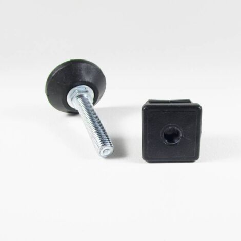 Ajile - Kit de Réglage / Mise à Niveau pour tube carré 40x40 mm avec Pied Vérin Fileté en Acier Zingué M10x50 mm Embase diamètre 40 mm