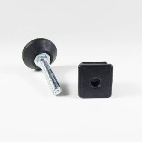 Ajile - Kit de Réglage / Mise à Niveau pour tube carré 30x30 mm avec Pied Vérin Fileté en Acier Zingué M10x50 mm Embase diamètre 40 mm