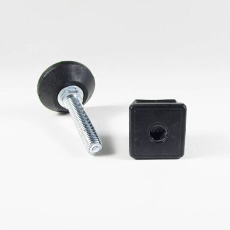 Ajile - Kit de Réglage / Mise à Niveau pour tube carré 25x25 mm avec Pied Vérin Fileté en Acier Zingué M10x50 mm Embase diamètre 40 mm