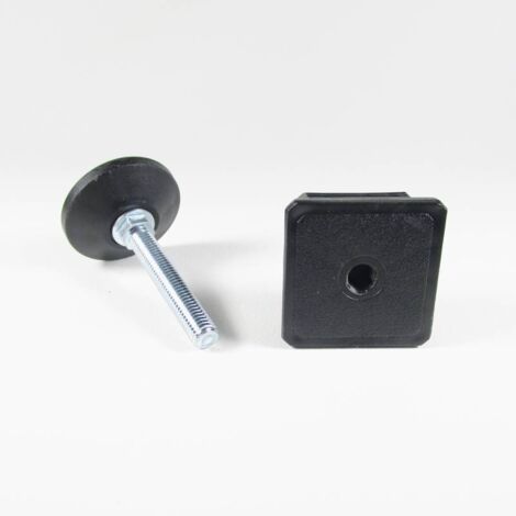 Ajile - Kit de Réglage / Mise à Niveau pour tube carré 50x50 mm avec Pied Vérin Fileté en Acier Zingué M10x60 mm Embase diamètre 50 mm