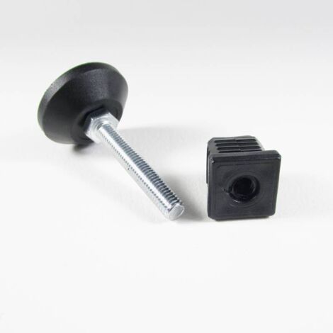 Ajile - Kit de Réglage / Mise à Niveau pour tube carré 22x22 mm avec Pied Vérin Fileté en Acier Zingué M8 x 50 mm Embase diamètre 40 mm