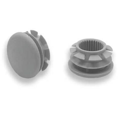 Ajile - Bouchon embout rond plat de finition GRIS pour tube de diam. 18 mm (1/3)