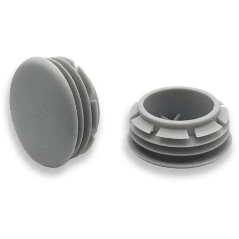 Ajile - Bouchon embout rond plat de finition GRIS pour tube de diam. 28 mm