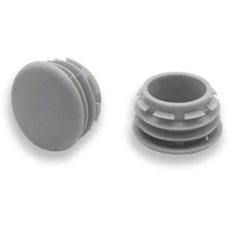 Ajile - Bouchon embout rond plat de finition GRIS pour tube de diam. 20 mm