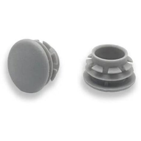 Ajile - Bouchon embout rond plat de finition GRIS pour tube de diam. 16 mm