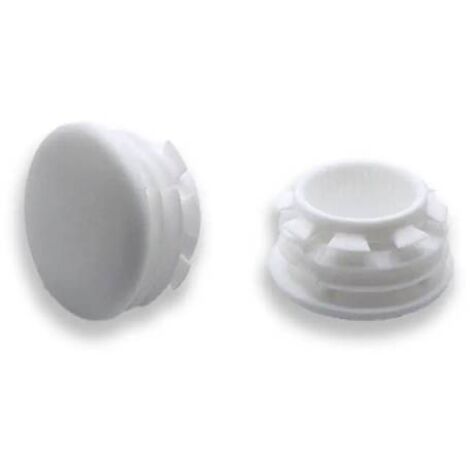 Ajile - Bouchon embout rond plat de finition BLANC pour tube de diam. 22 mm