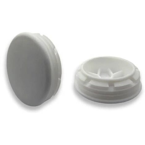 Ajile - Bouchon embout rond plat de finition BLANC pour tube de diam. 40 mm