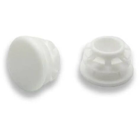 Ajile - Bouchon embout rond plat de finition BLANC pour tube de diam. 14 mm