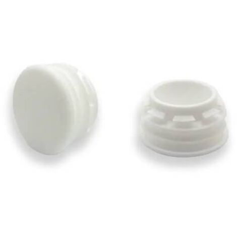 Ajile - Bouchon embout rond plat de finition BLANC pour tube de diam. 20 mm