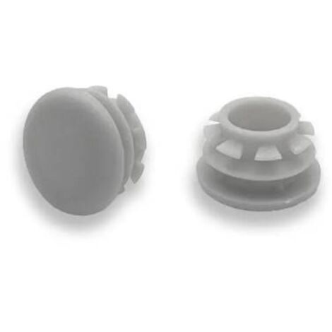 Ajile - Bouchon embout rond plat de finition GRIS pour tube de diam. 14 mm