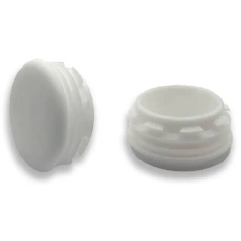 Ajile - Bouchon embout rond plat de finition BLANC pour tube de diam. 32 mm (1/3)