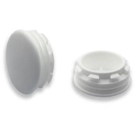 Ajile - Bouchon embout rond plat de finition BLANC pour tube de diam. 28 mm