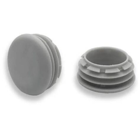 Ajile - Bouchon embout rond plat de finition GRIS pour tube de diam. 25 mm