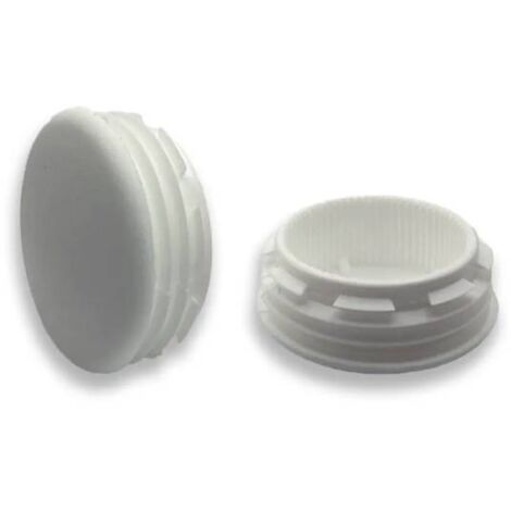 Ajile - Bouchon embout rond plat de finition BLANC pour tube de diam. 35 mm