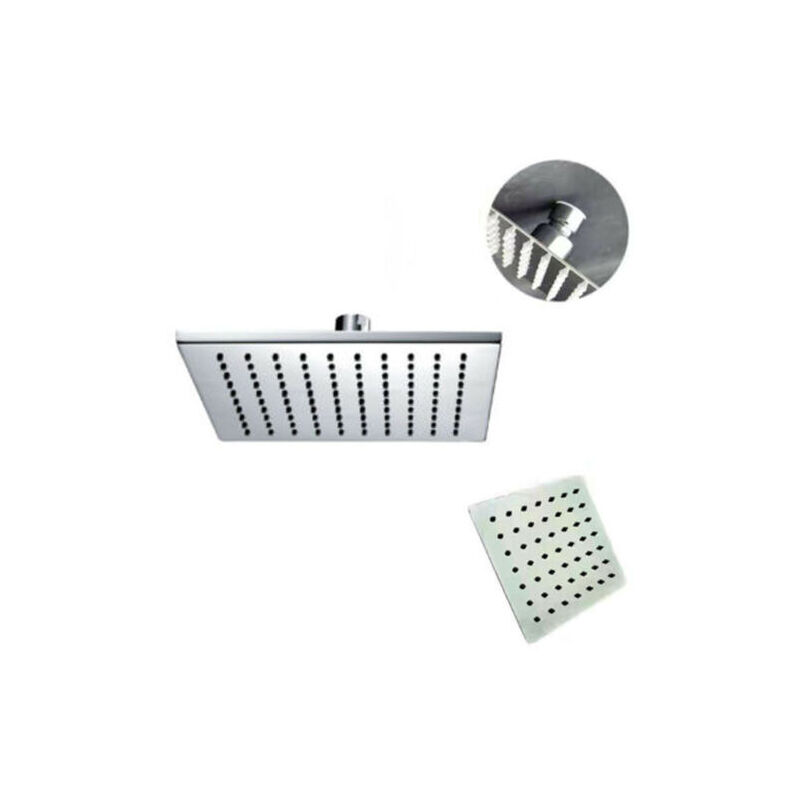 SOFFIONE PER DOCCIA QUADRATO QUADRO 15 CM BAGNO EFFETTO PIOGGIA SOTTILE CROMATO